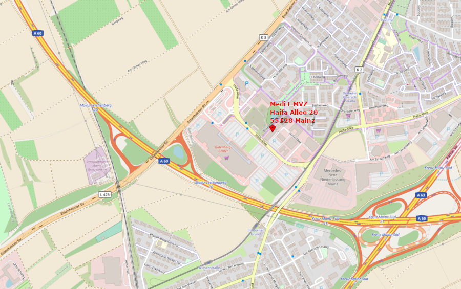medi+ auf der Karte - Karte hergestellt aus OpenStreetMap-Daten, Lizenz: Open Database Licence